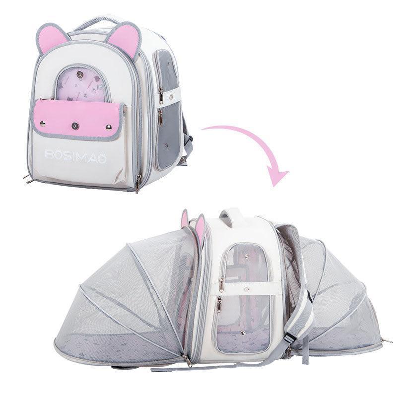 Front Rear Expandable Cat Carrier Backpack Tent
