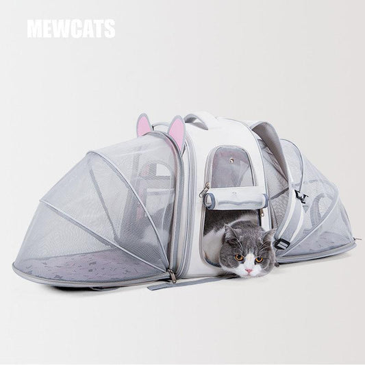 Front Rear Expandable Cat Carrier Backpack Tent