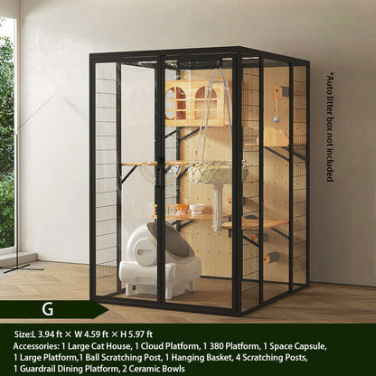 G-Modern Black Cat Villa Full View Indoor Cat Home
