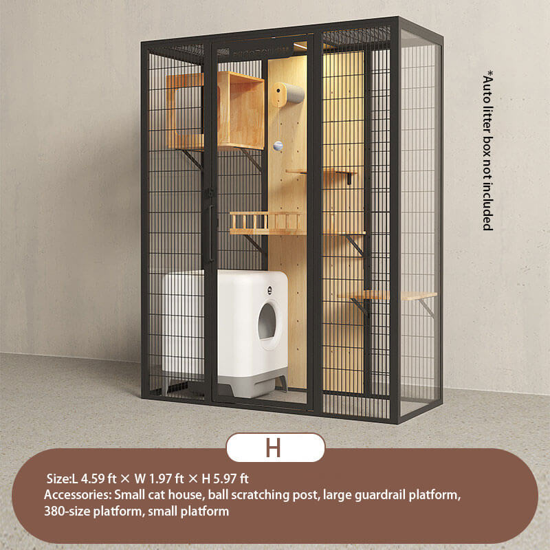 H-Modern Black Cat Villa Full View Indoor Cat Home