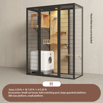 H-Modern Black Cat Villa Full View Indoor Cat Home