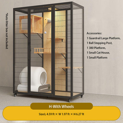 H-Modern Black Cat Villa Full View Indoor Cat Home