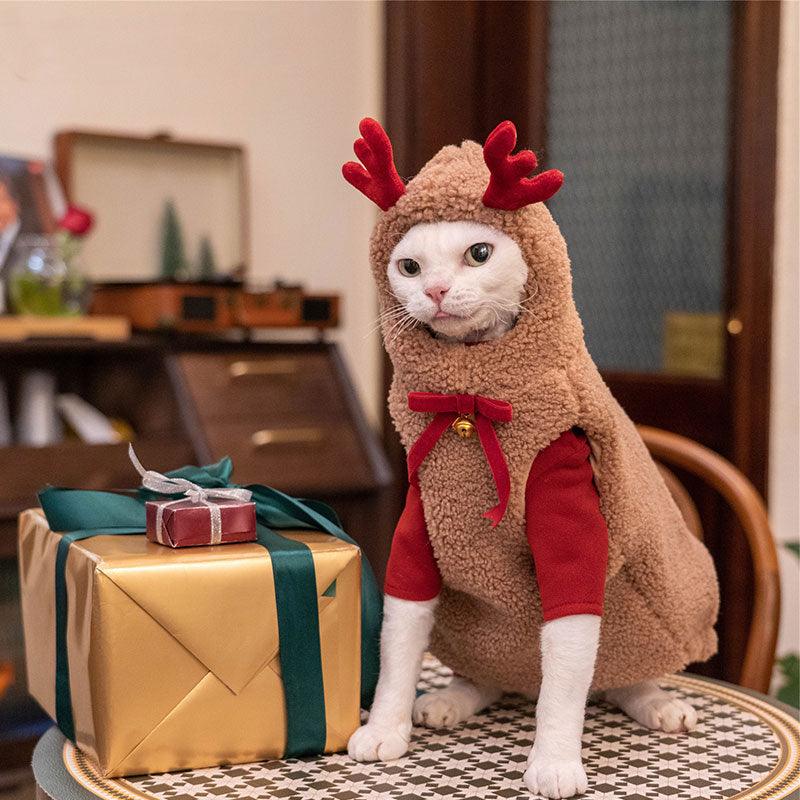 Hairless Cat Clothes Christmas Elk Vest Hoodie