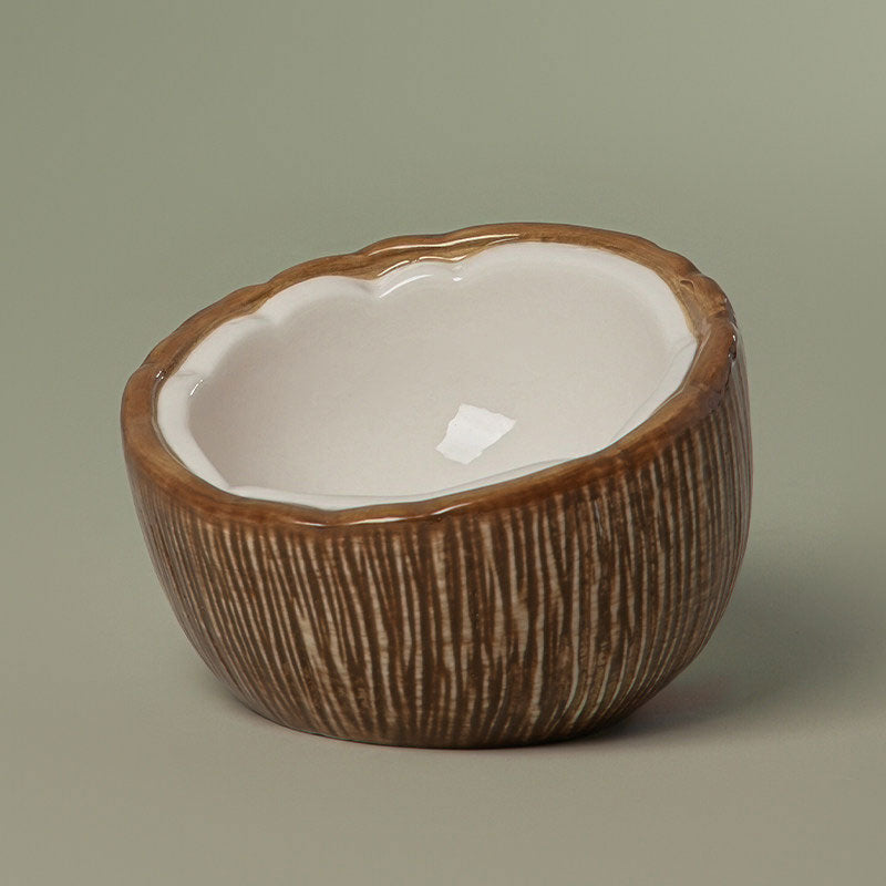 Half Coconut Ceramic Cat Food Bowl