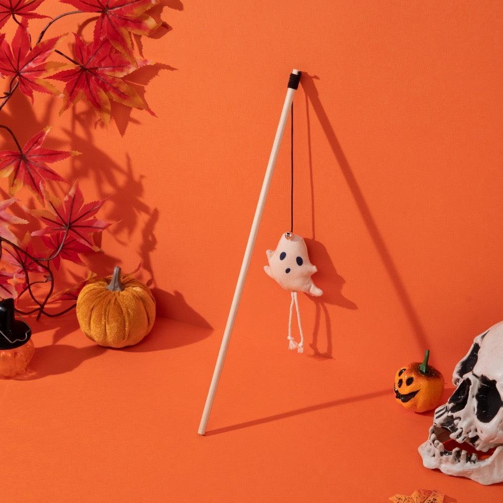 Hallowmas Interactive Cat Toys Stick Funny Skeleton Ghost with Bell Cat Wand