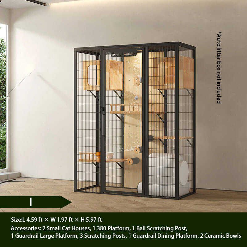 I-Modern Black Cat Villa Full View Indoor Cat Home