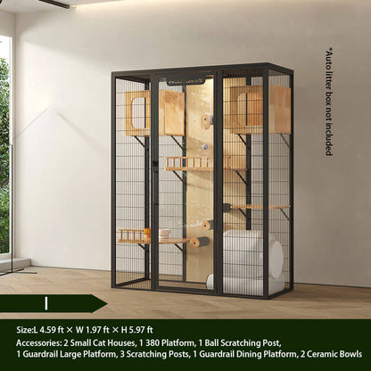 I-Modern Black Cat Villa Full View Indoor Cat Home