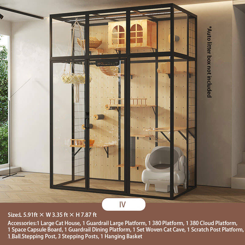 IV-Modern Black Cat Villa Full View Indoor Cat Home