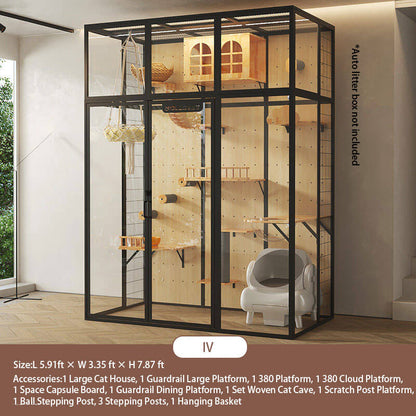 IV-Modern Black Cat Villa Full View Indoor Cat Home