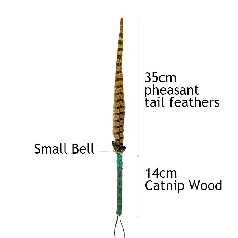 Interactive Cat Wand Pheasant Tail Feather Toy