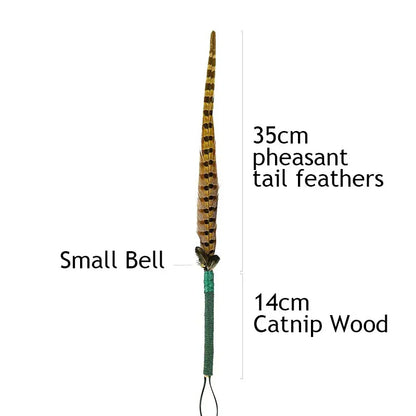 Interactive Cat Wand Pheasant Tail Feather Toy