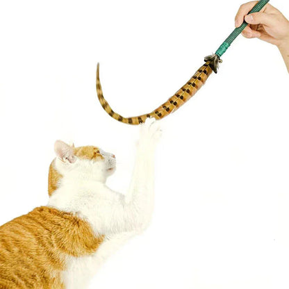 Interactive Cat Wand Pheasant Tail Feather Toy