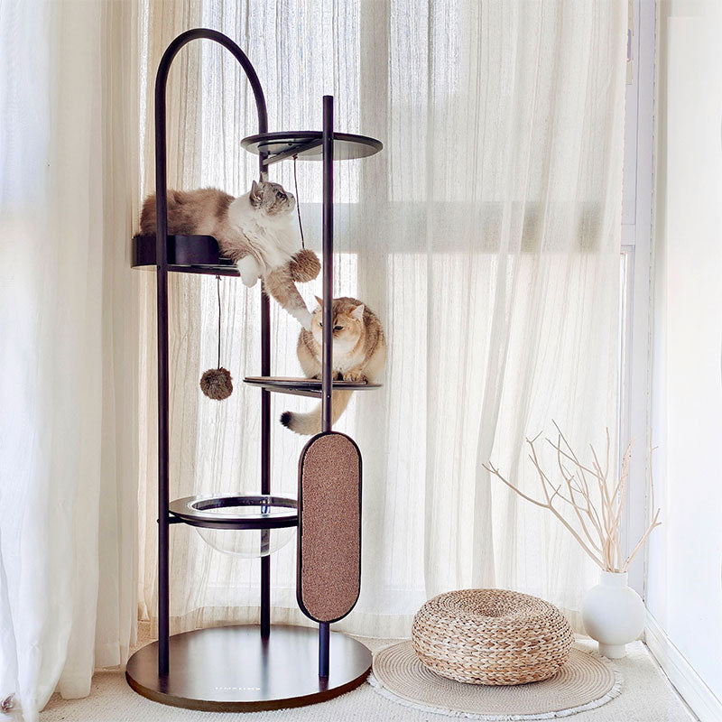 Iron Art Flying Saucer Cat Climbing Tree