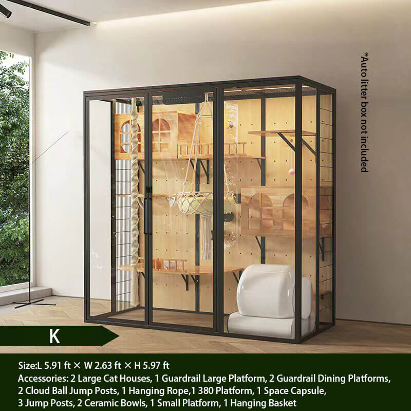 K-Modern Black Cat Villa Full View Indoor Cat Home