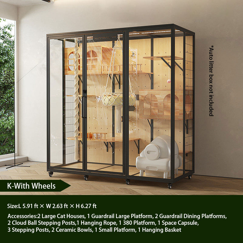 K-Modern Black Cat Villa Full View Indoor Cat Home