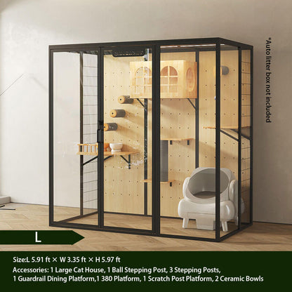 L-Modern Black Cat Villa Full View Indoor Cat Home