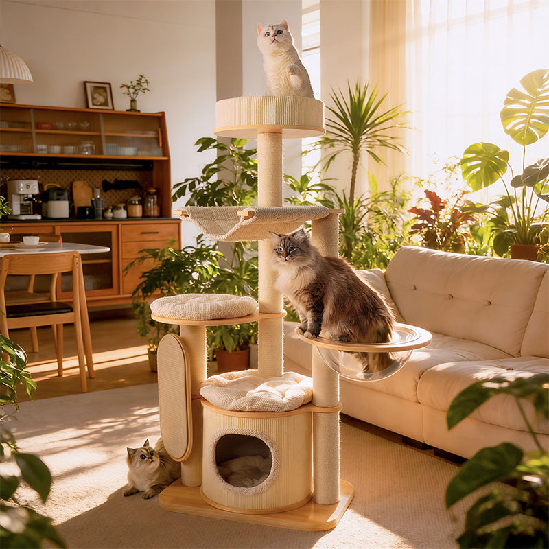 Large Solid Wood Cat Climbing Tree Tower