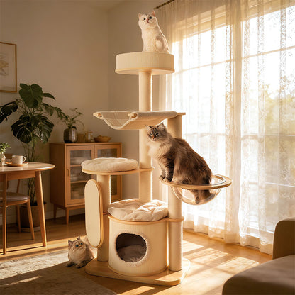 Large Solid Wood Cat Climbing Tree Tower