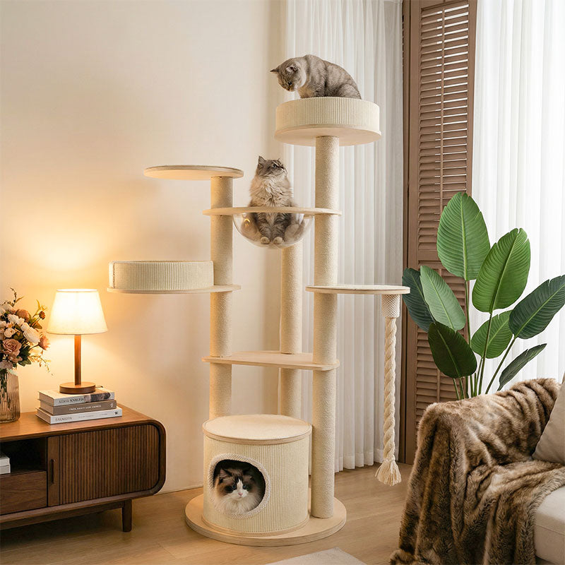 Large Solid Wood Cat Climbing Tree Tower