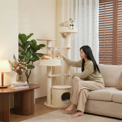 Large Solid Wood Cat Climbing Tree Tower