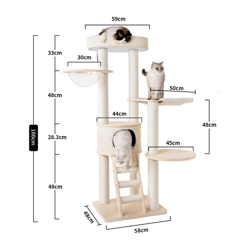 Large Solid Wood Cat Climbing Tree Tower