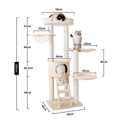 Large Solid Wood Cat Climbing Tree Tower