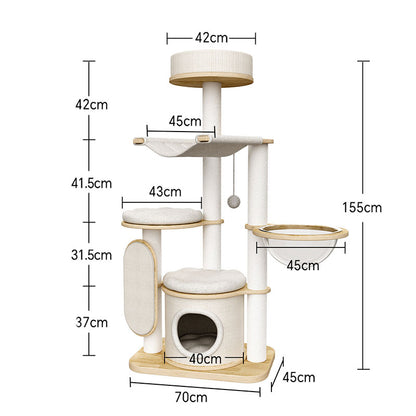 Large Solid Wood Cat Climbing Tree Tower
