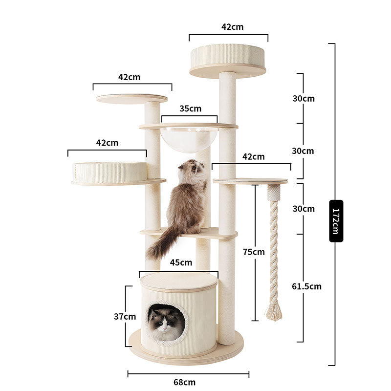 Large Solid Wood Cat Climbing Tree Tower