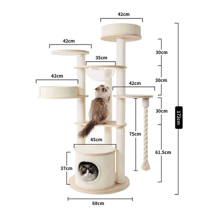Large Solid Wood Cat Climbing Tree Tower