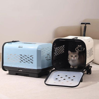 Large Space Double Layer Cat Trolley Case With Wheels