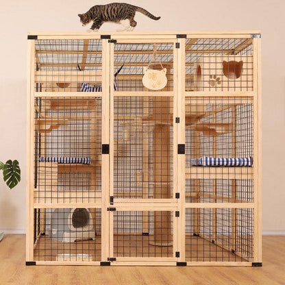 Large Wooden Outdoor Cat Enclosure Black Mash