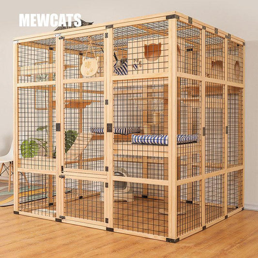 Large Wooden Outdoor Cat Enclosure Black Mash