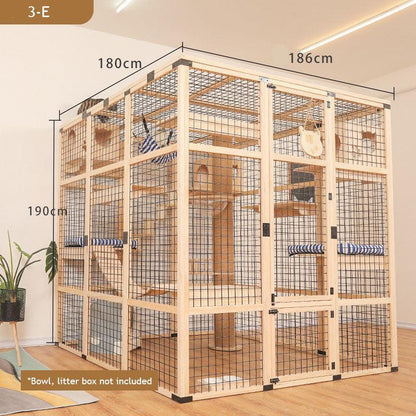 Large Wooden Outdoor Cat Enclosure Black Mash