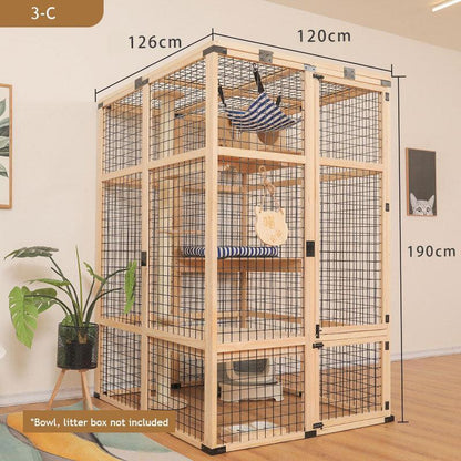 Large Wooden Outdoor Cat Enclosure Black Mash