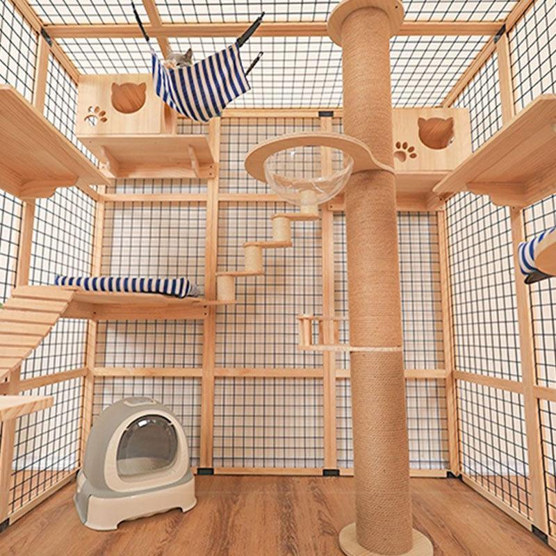Large Wooden Outdoor Cat Enclosure Black Mash