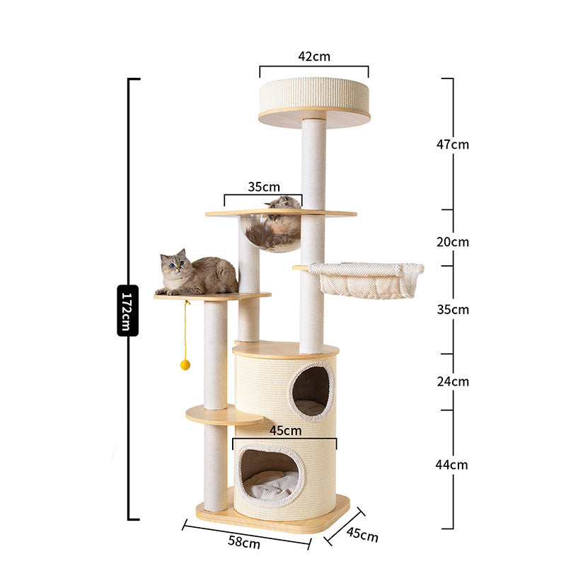 Large Solid Wood Cat Climbing Tree Tower
