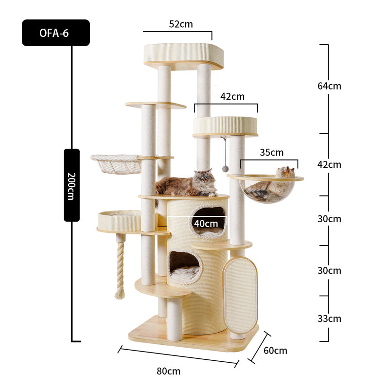 Large Solid Wood Cat Climbing Tree Tower