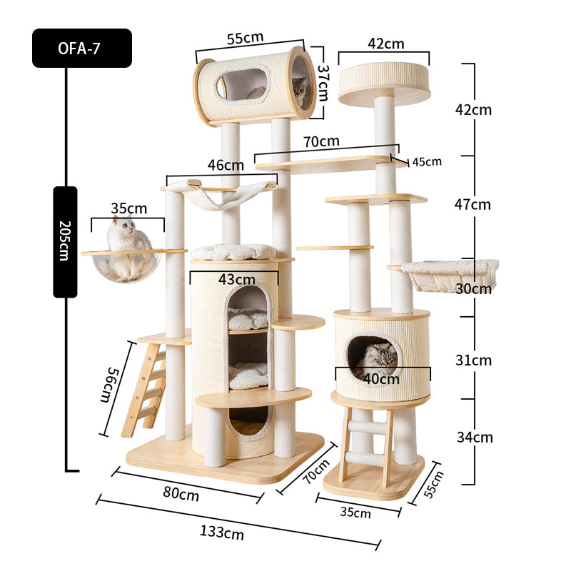 Large Solid Wood Cat Climbing Tree Tower
