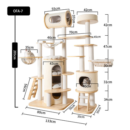 Large Solid Wood Cat Climbing Tree Tower