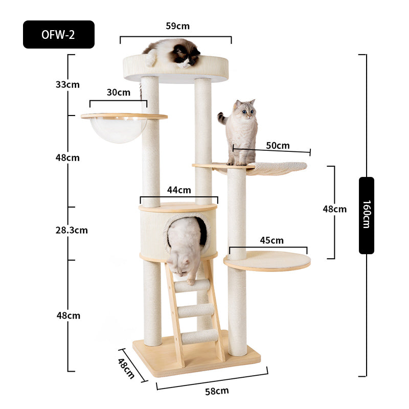 Large Solid Wood Cat Climbing Tree Tower