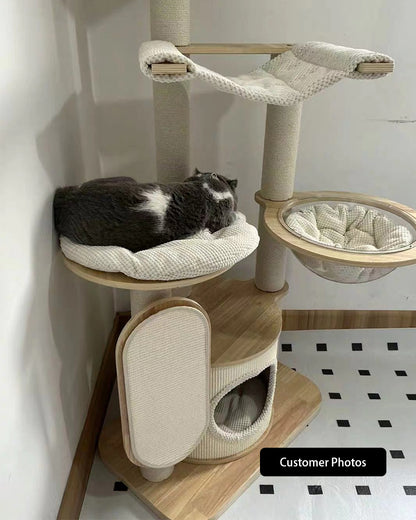 Large Solid Wood Cat Climbing Tree Tower