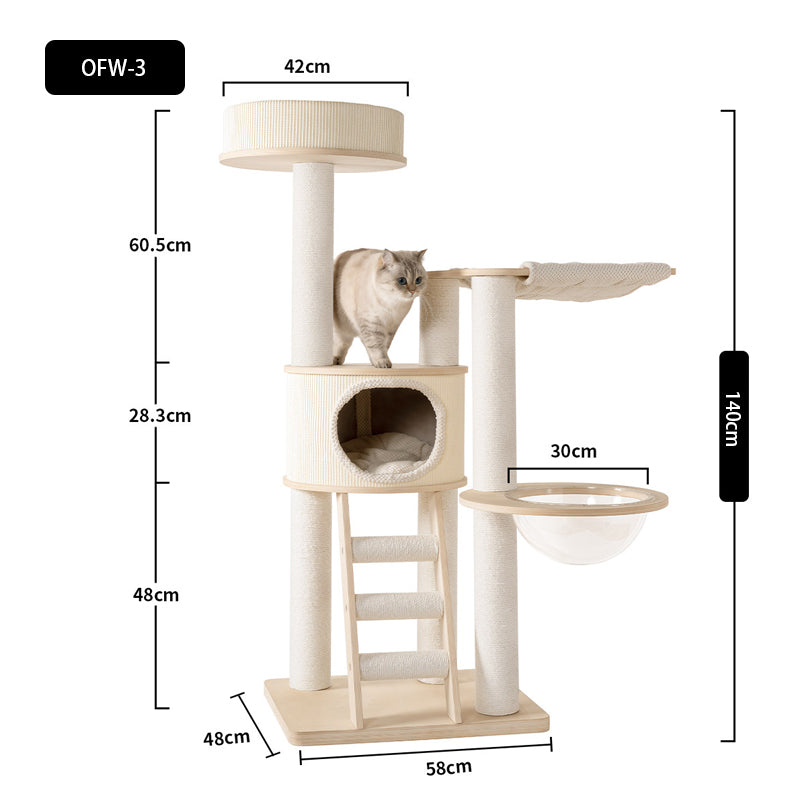 Large Solid Wood Cat Climbing Tree Tower
