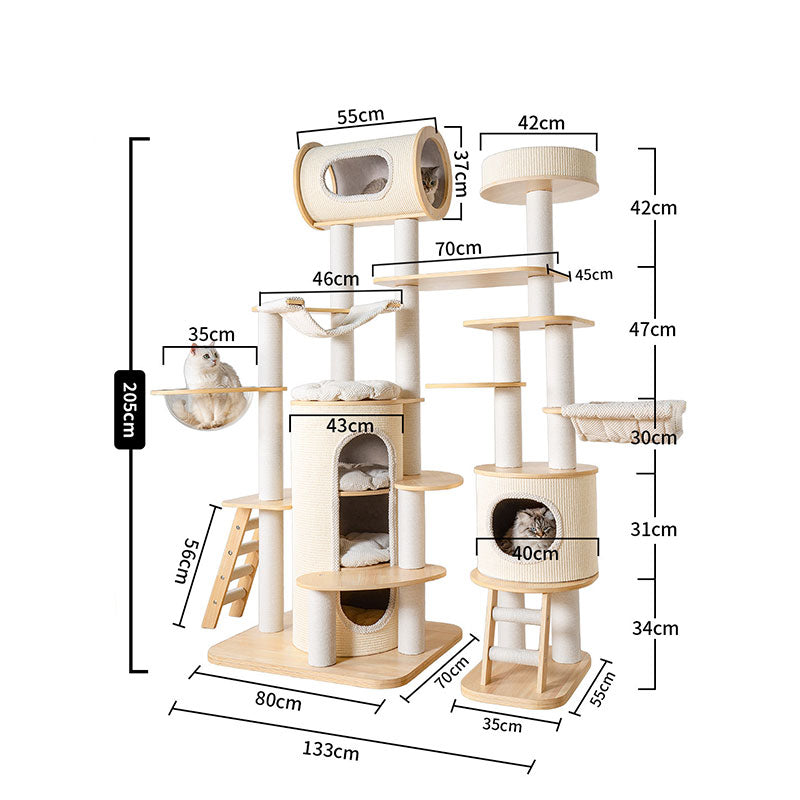 Large Solid Wood Cat Climbing Tree Tower