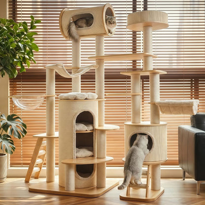 Large Solid Wood Cat Climbing Tree Tower (1)