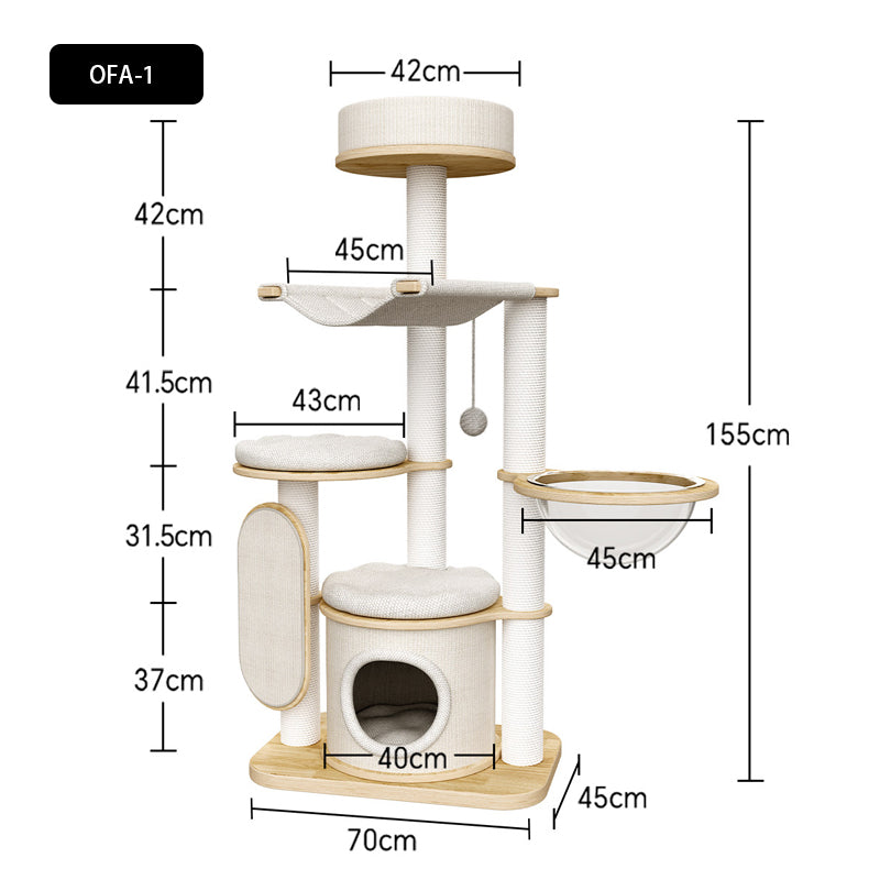 Large Solid Wood Cat Climbing Tree Tower