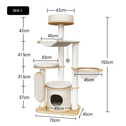 Large Solid Wood Cat Climbing Tree Tower