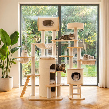Large Solid Wood Cat Climbing Tree Tower (1)