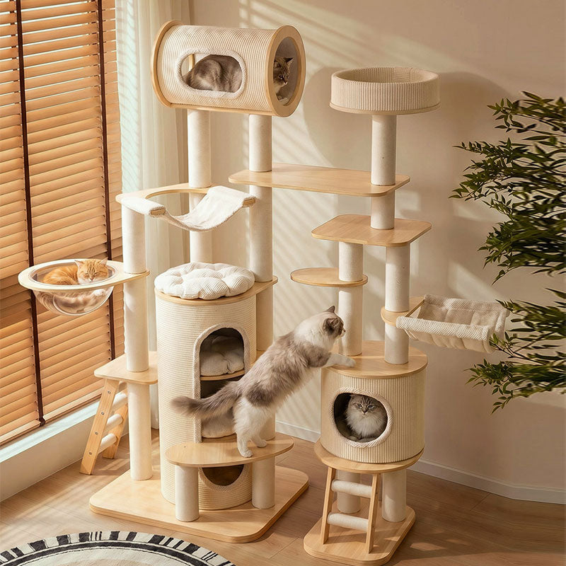 Large Solid Wood Cat Climbing Tree Tower (1)