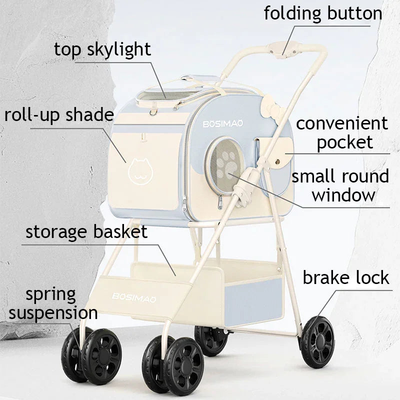 Lightweight Cat Backpack Carrier with Wheels