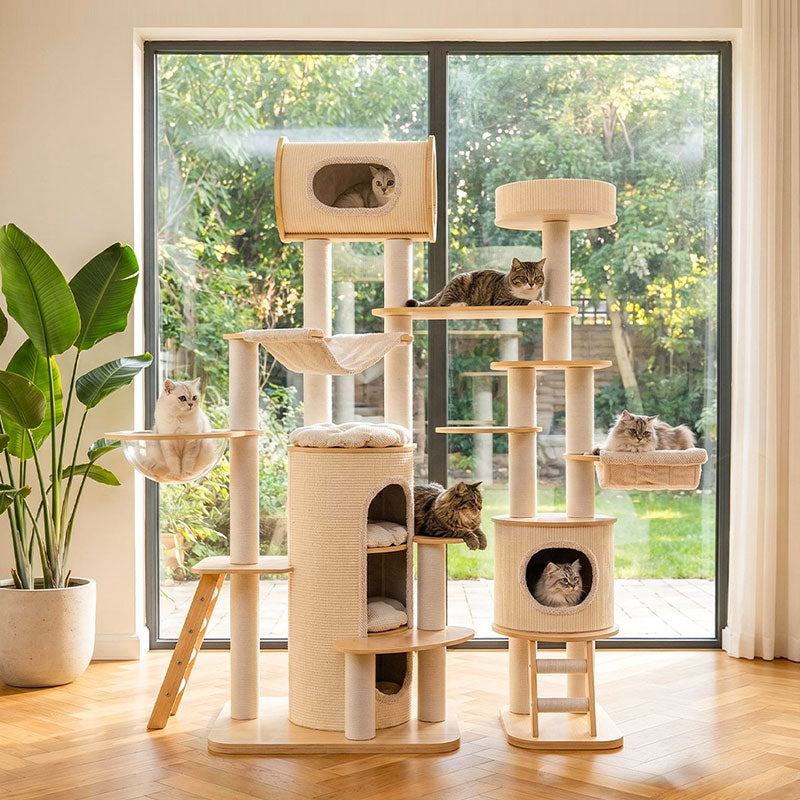 Luxury Castle Solid Wood Cat Climbing Tree